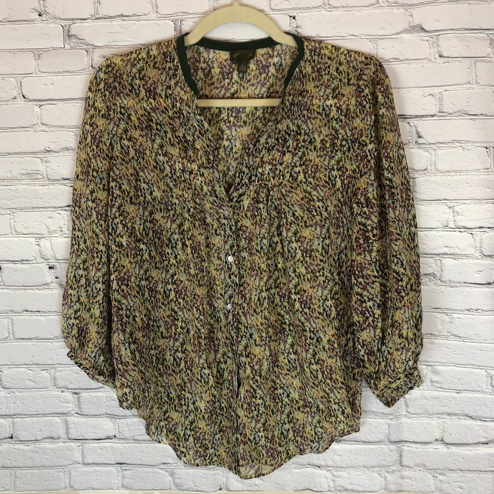 Fei Anthropologie silk floral blouse size 4